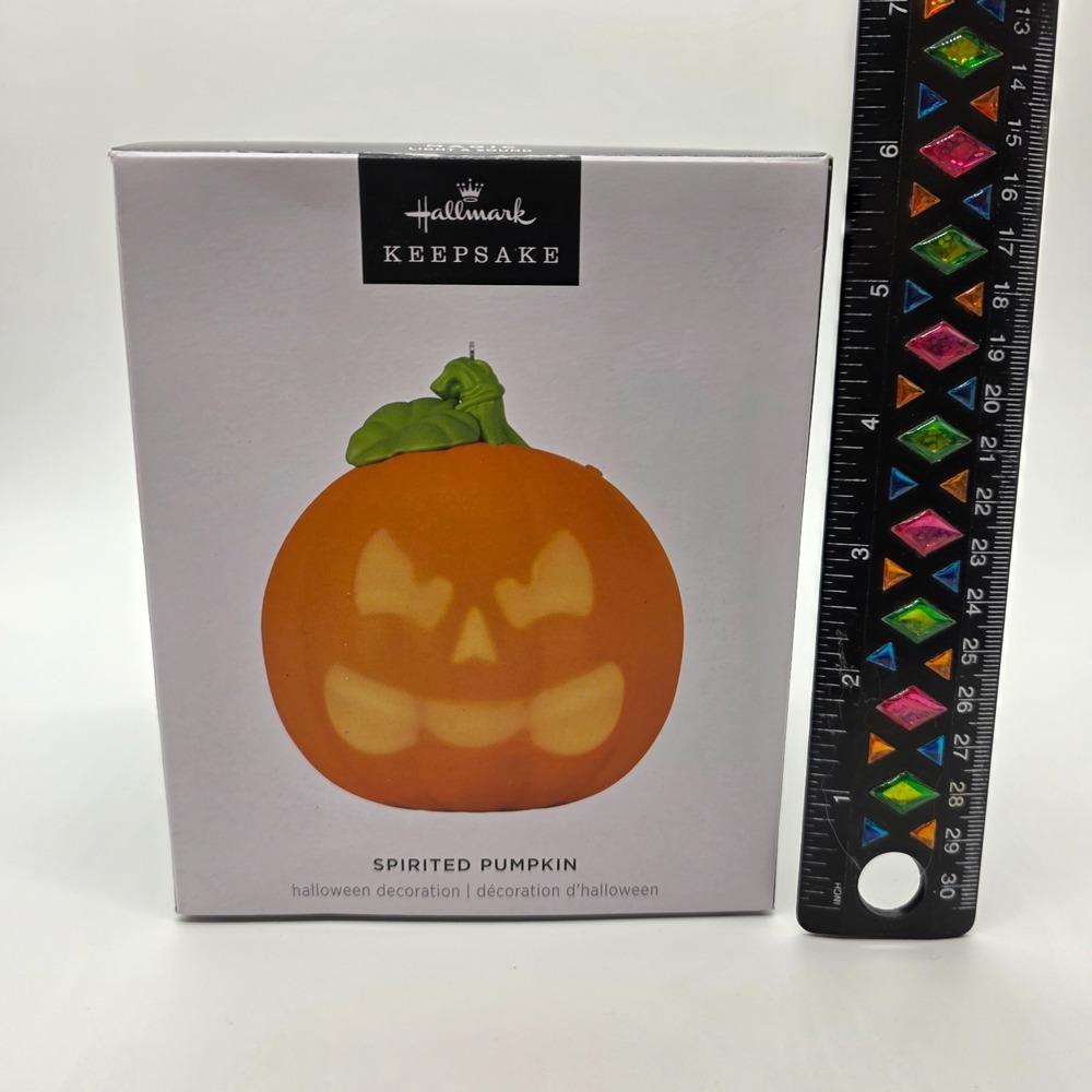 2024 Hallmark Keepsake Spirited Pumpkin‎ Ornament Halloween Lights & Sound NEW